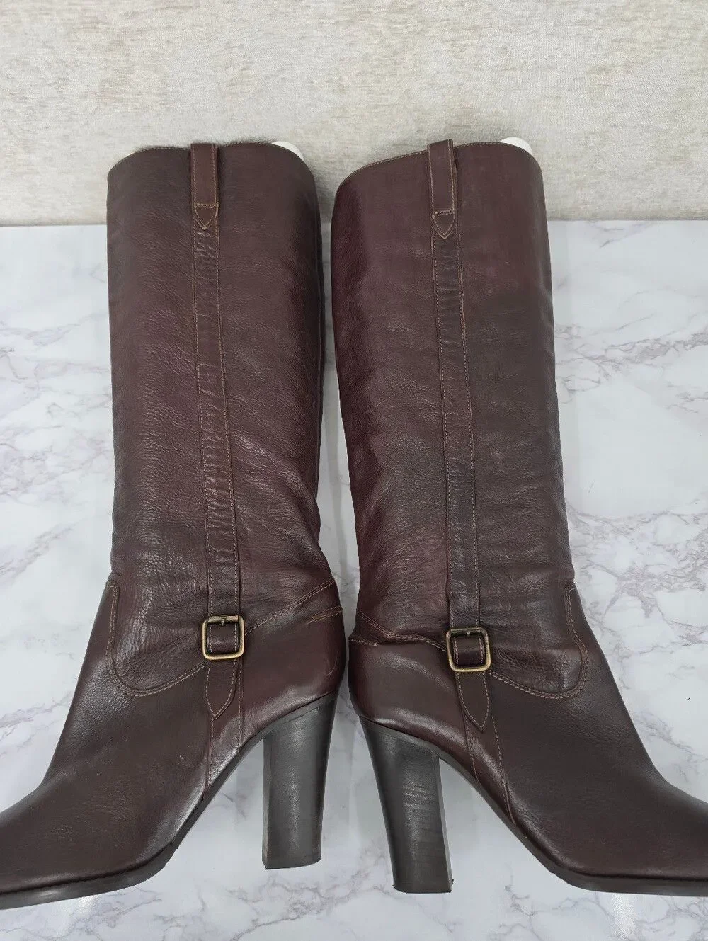 J. Crew Women's Tall Brown Italian Leather Heeled Boots